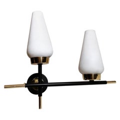 Arlus Maison Style French Wall Lamp in Brass and Opaline