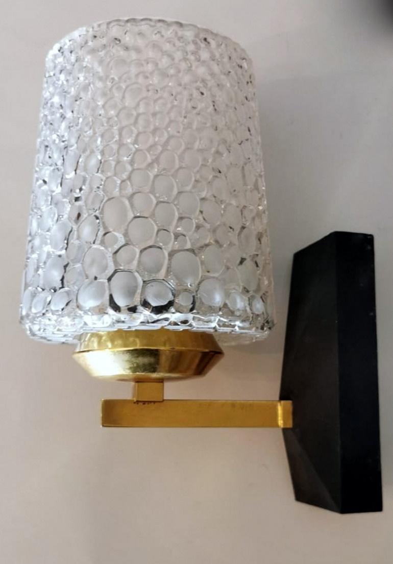 Arlus Maison Style Three Sconces in Brass and Half Crystal For Sale 6