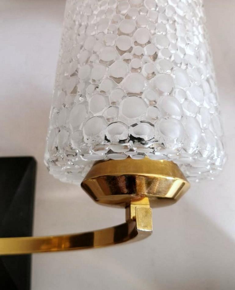 Arlus Maison Style Three Sconces in Brass and Half Crystal For Sale 7