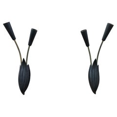 Arlus, Pair of Lacquered Metal Sconces, circa 1960