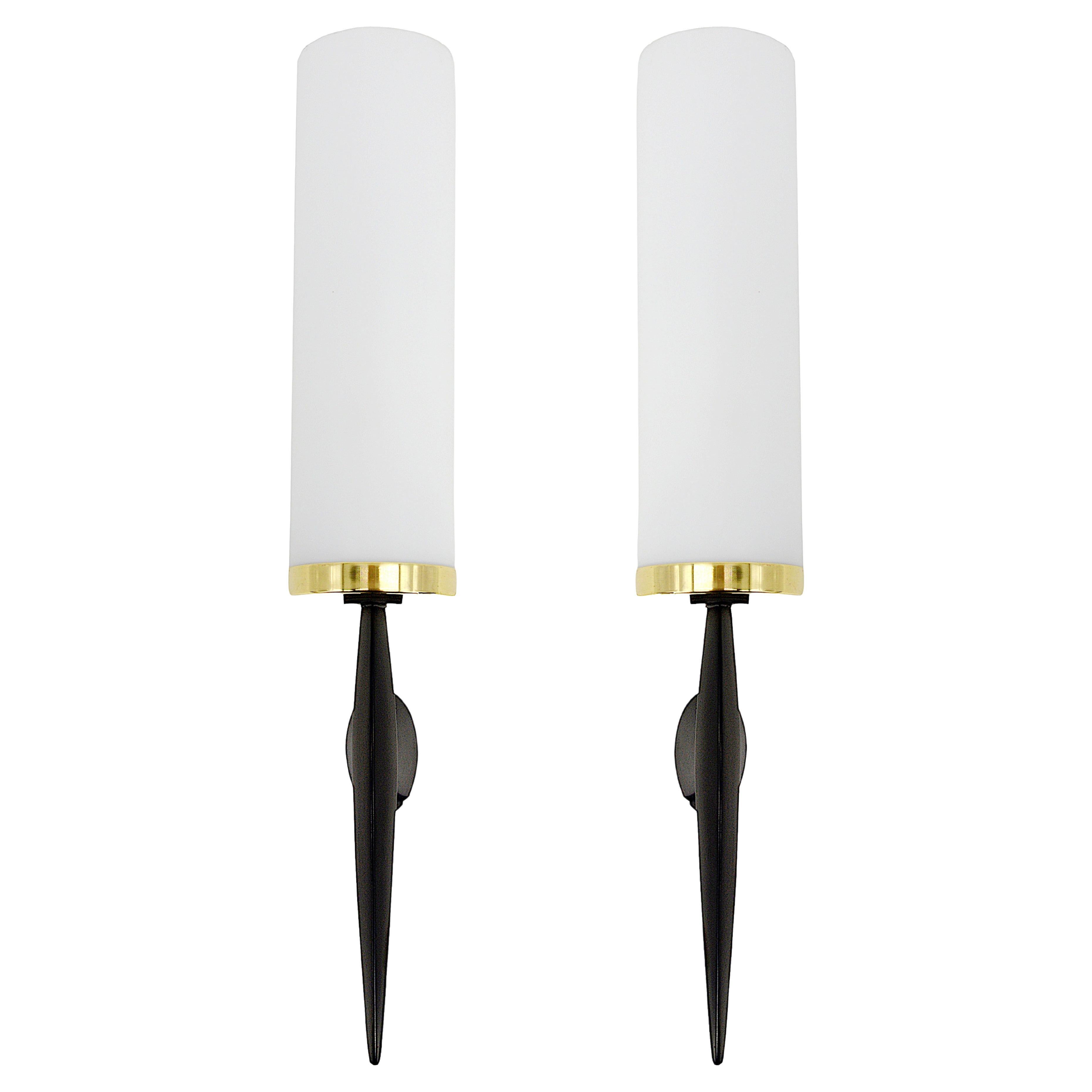 Arlus Pair of Mid-Century Wall Sconces, 1950s
