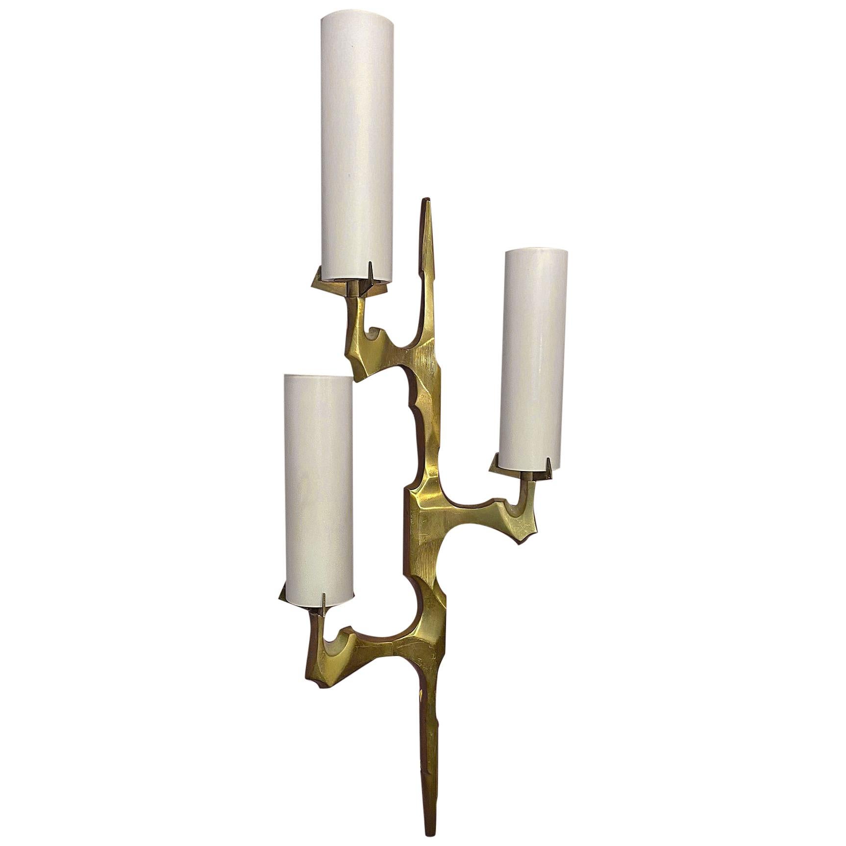 Arlus, Sconce in Bronze and Opaline Glass, circa 1960