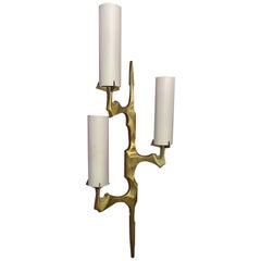 Vintage Arlus, Sconce in Bronze and Opaline Glass, circa 1960