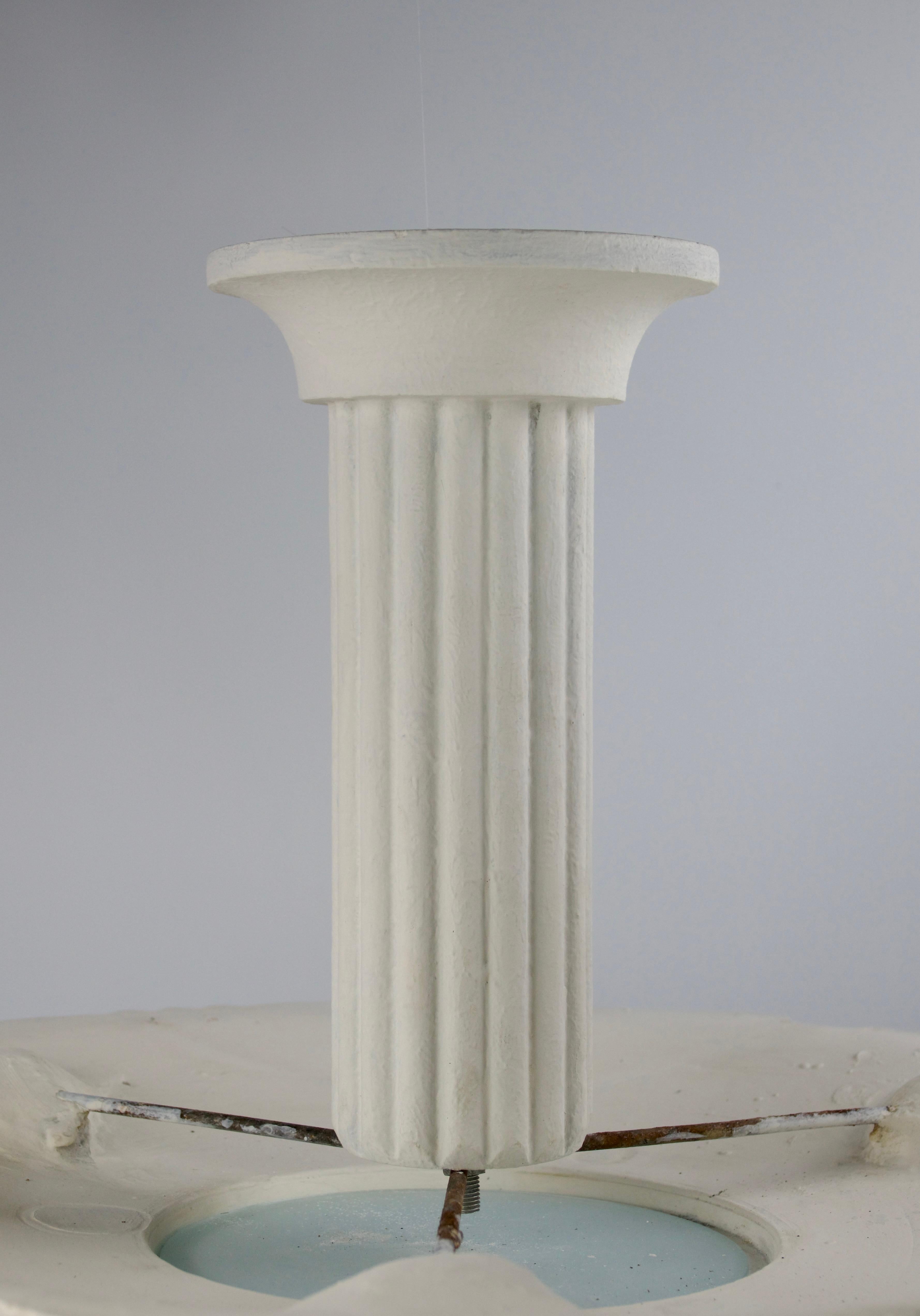 Arlus, Set of Two Column Chandeliers in Plaster, France Mid-Century Modern For Sale 4