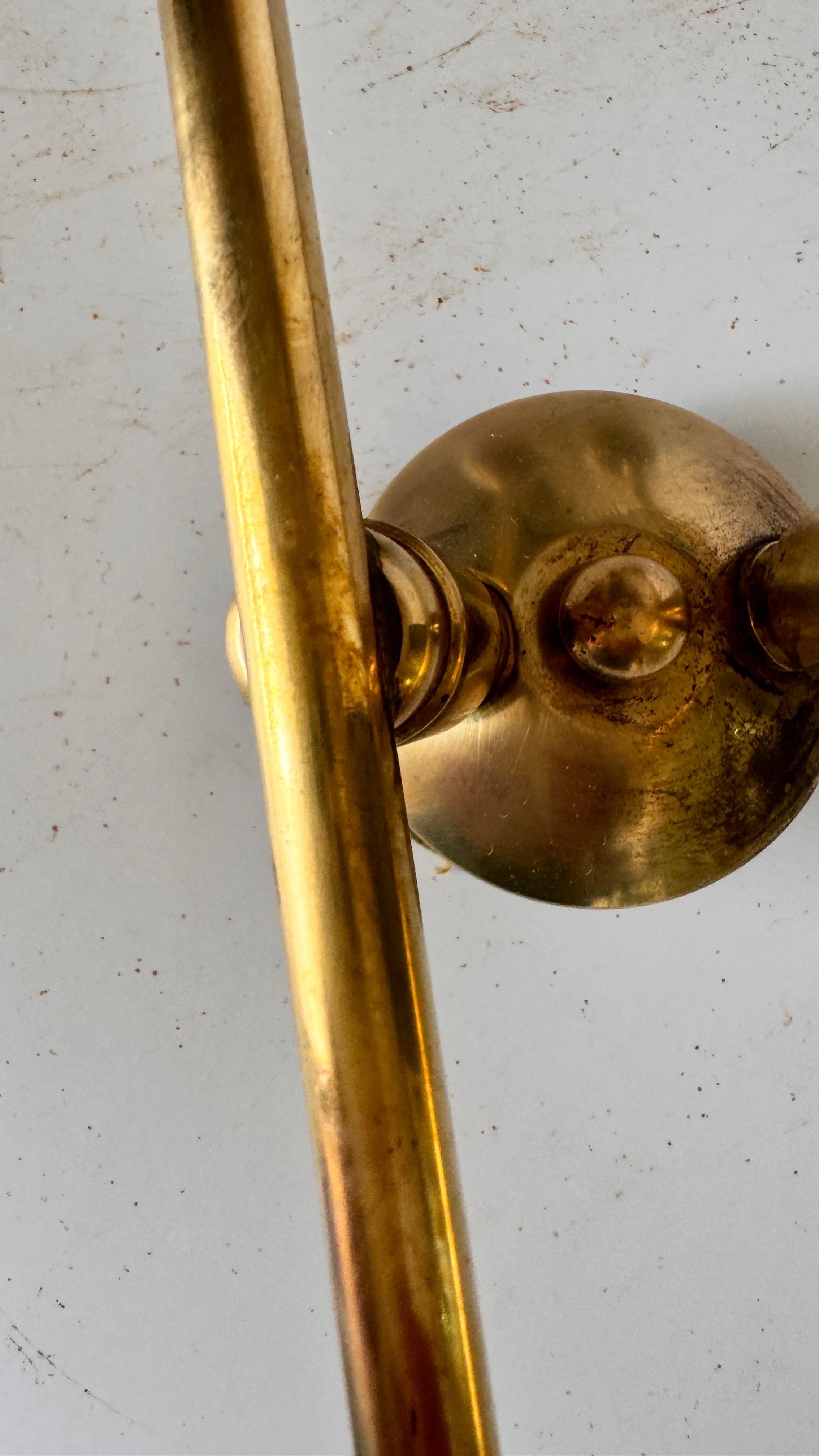 French Arlus Style Sconce with two -branch opaline lampshades Circa 1950 For Sale