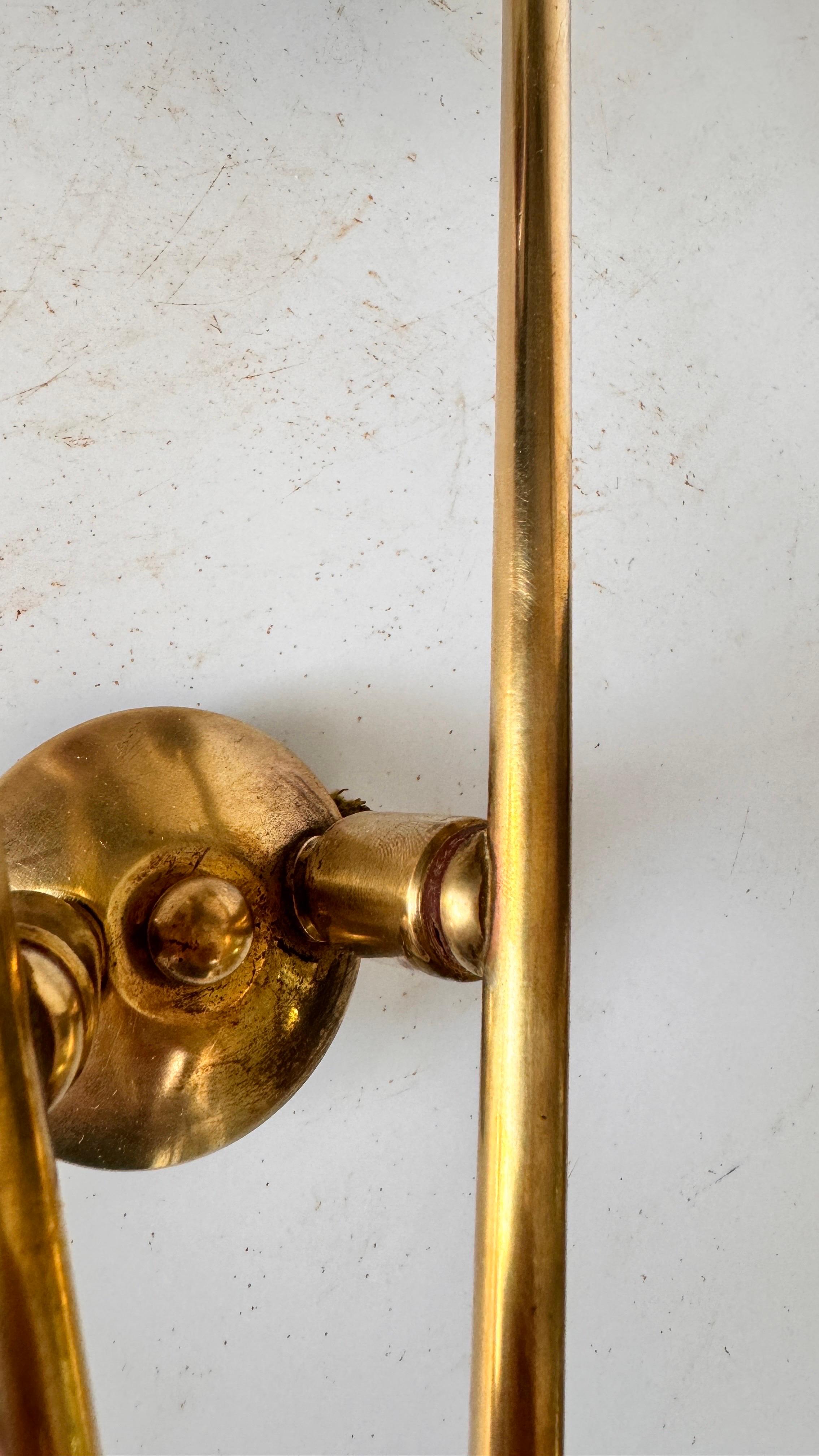Mid-20th Century Arlus Style Sconce with two -branch opaline lampshades Circa 1950 For Sale