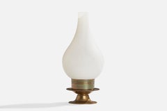 Arlus, Tischlampe, Messing, Glas, Frankreich, 1950er Jahre