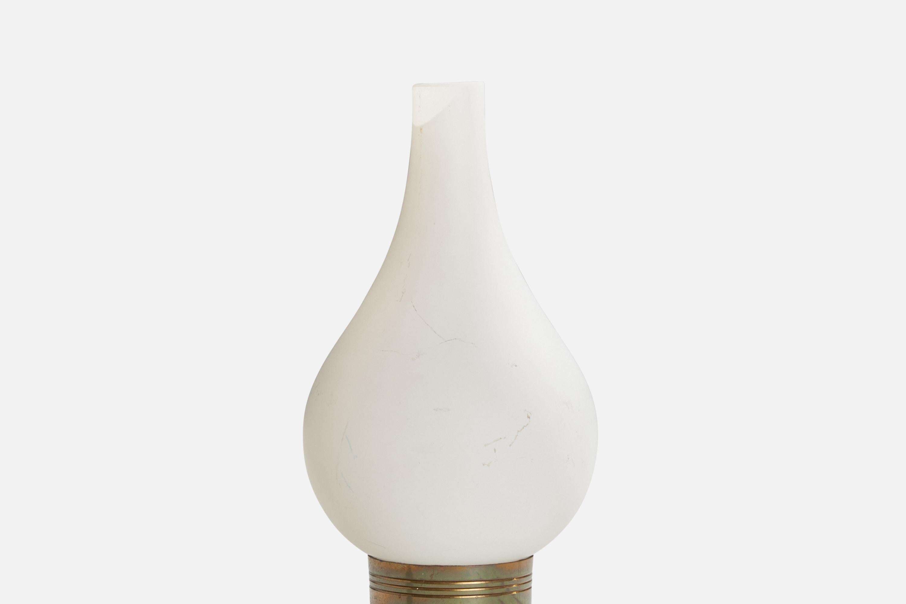 Arlus, Tischlampe, Messing, Glas, Frankreich, 1950er Jahre (Moderne der Mitte des Jahrhunderts) im Angebot