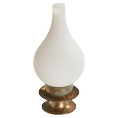 Arlus, lampe de table, laiton, verre, France, années 1950