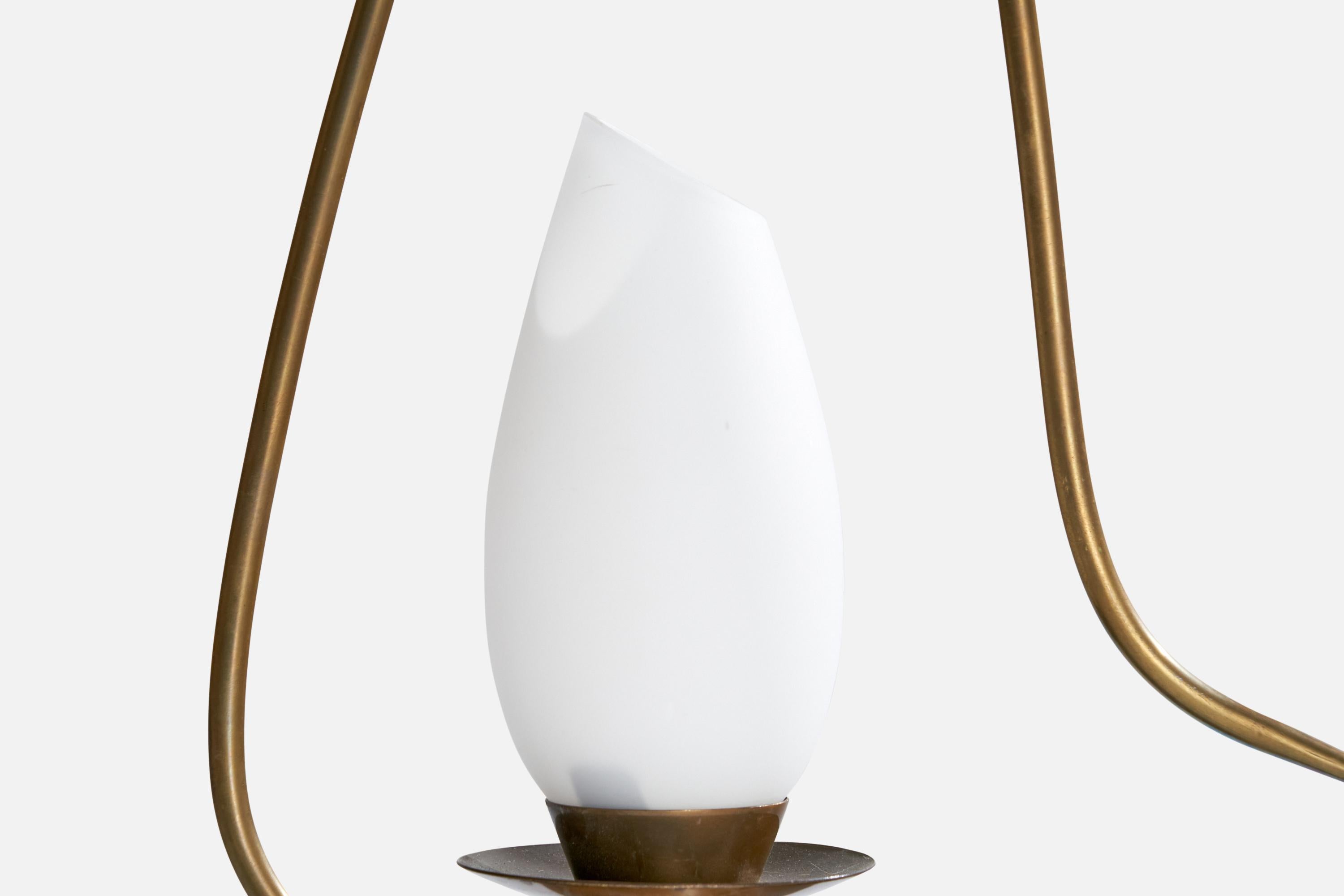 Arlus, Table Lamp, Brass, Metal, Glass, France, 1950s For Sale 4