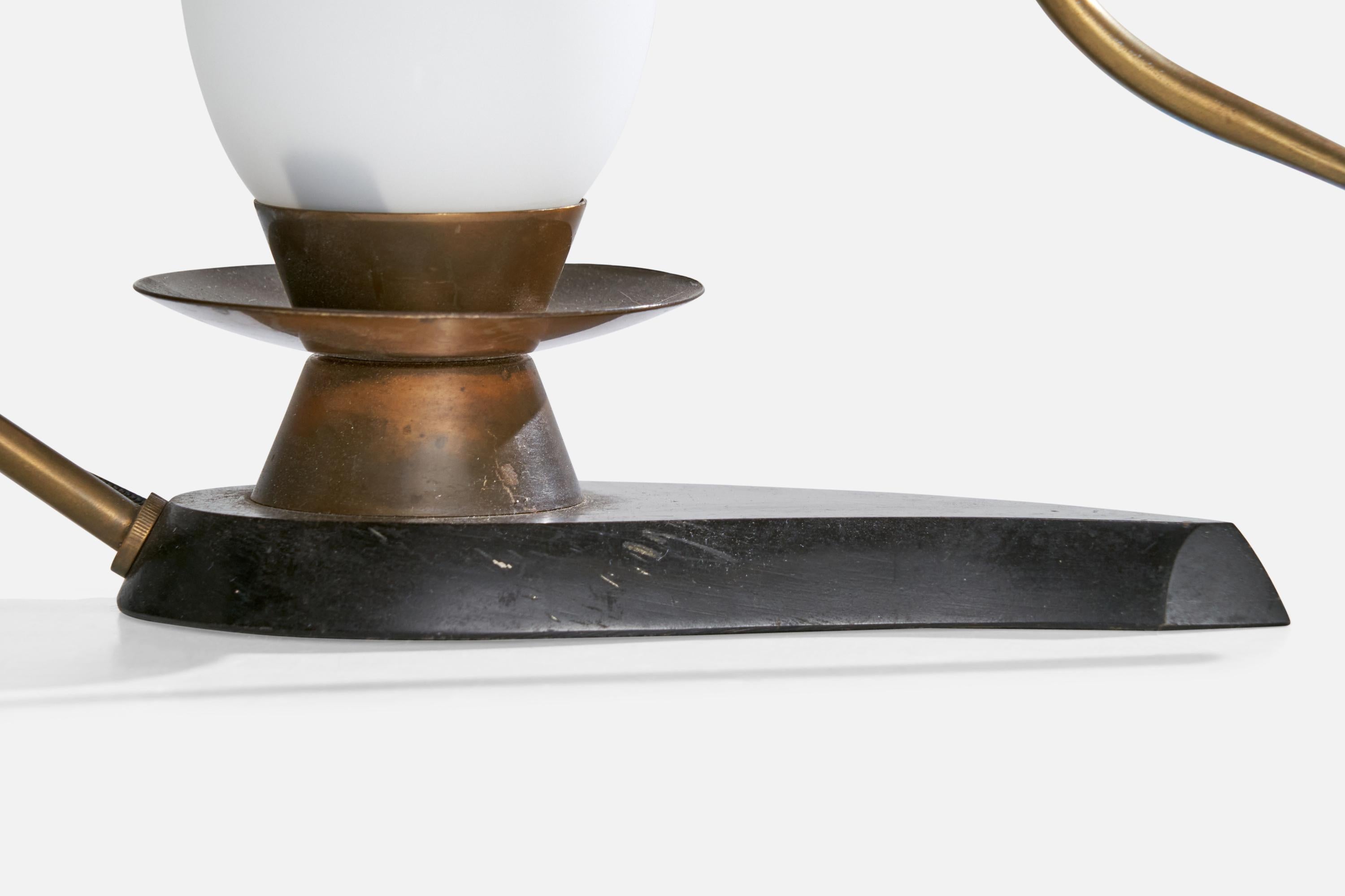 Arlus, Table Lamp, Brass, Metal, Glass, France, 1950s For Sale 6