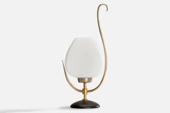 Arlus, Table Lamp, Brass, Metal, Glass, France, 1950s