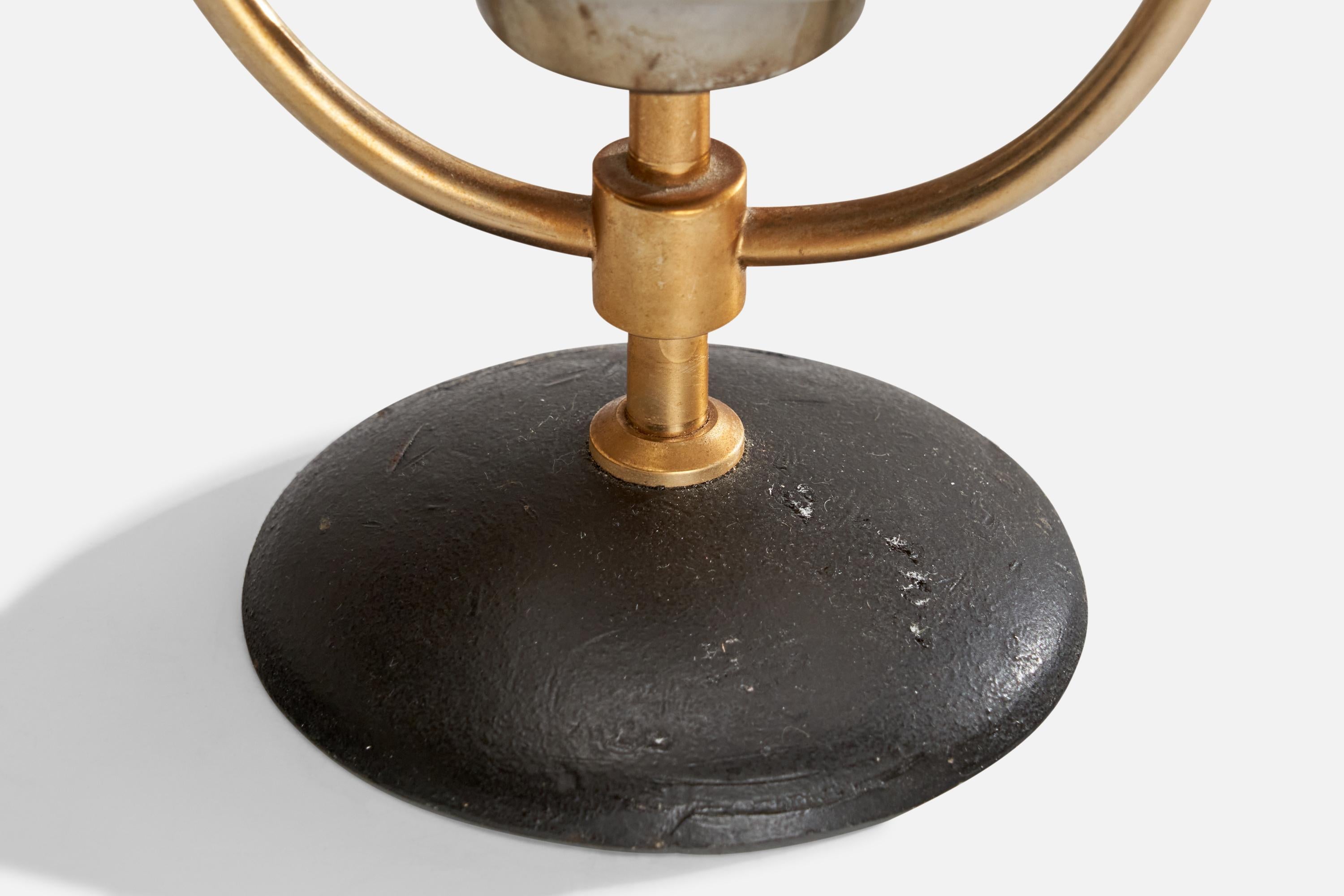 Arlus, lampada da tavolo, ottone, metallo, vetro, Francia, anni '50 in vendita 2