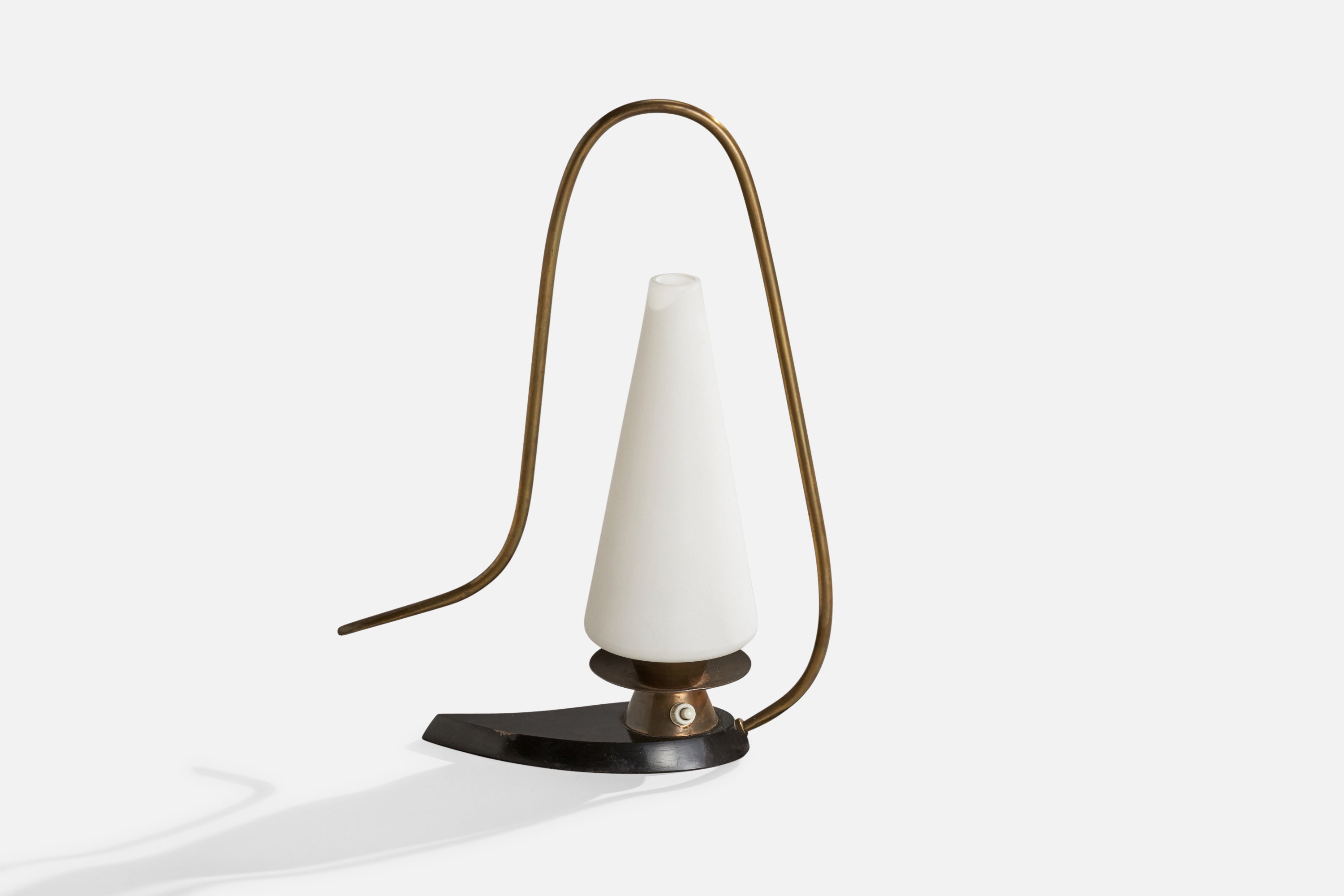 Arlus, Tischlampe, Messing, Metall, Glas, Frankreich, 1950er Jahre
