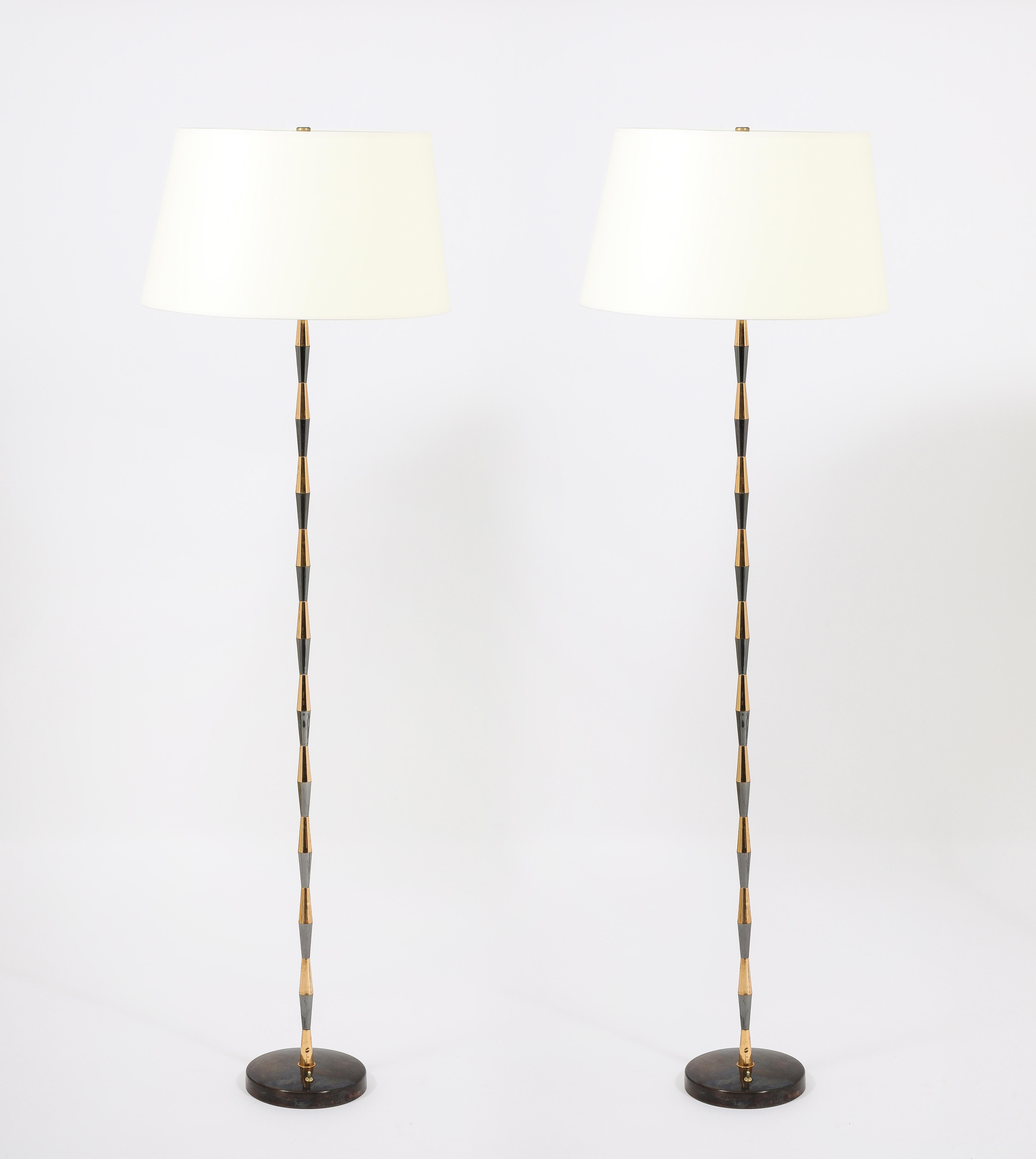 Mid-Century Modern Arlus Two-Tone Floor Lamps, France 1950's For Sale
