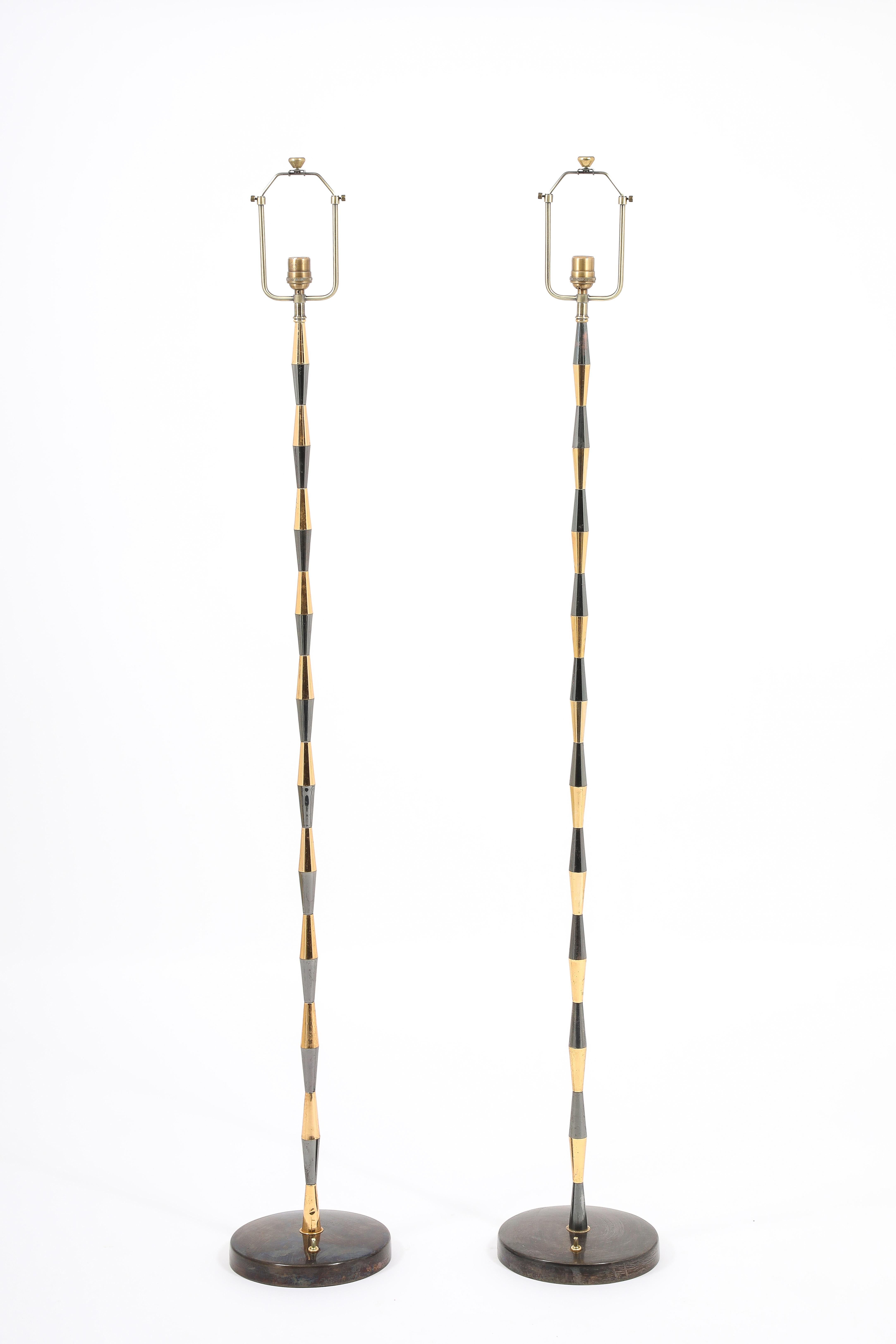 French Arlus Two-Tone Floor Lamps, France 1950's For Sale