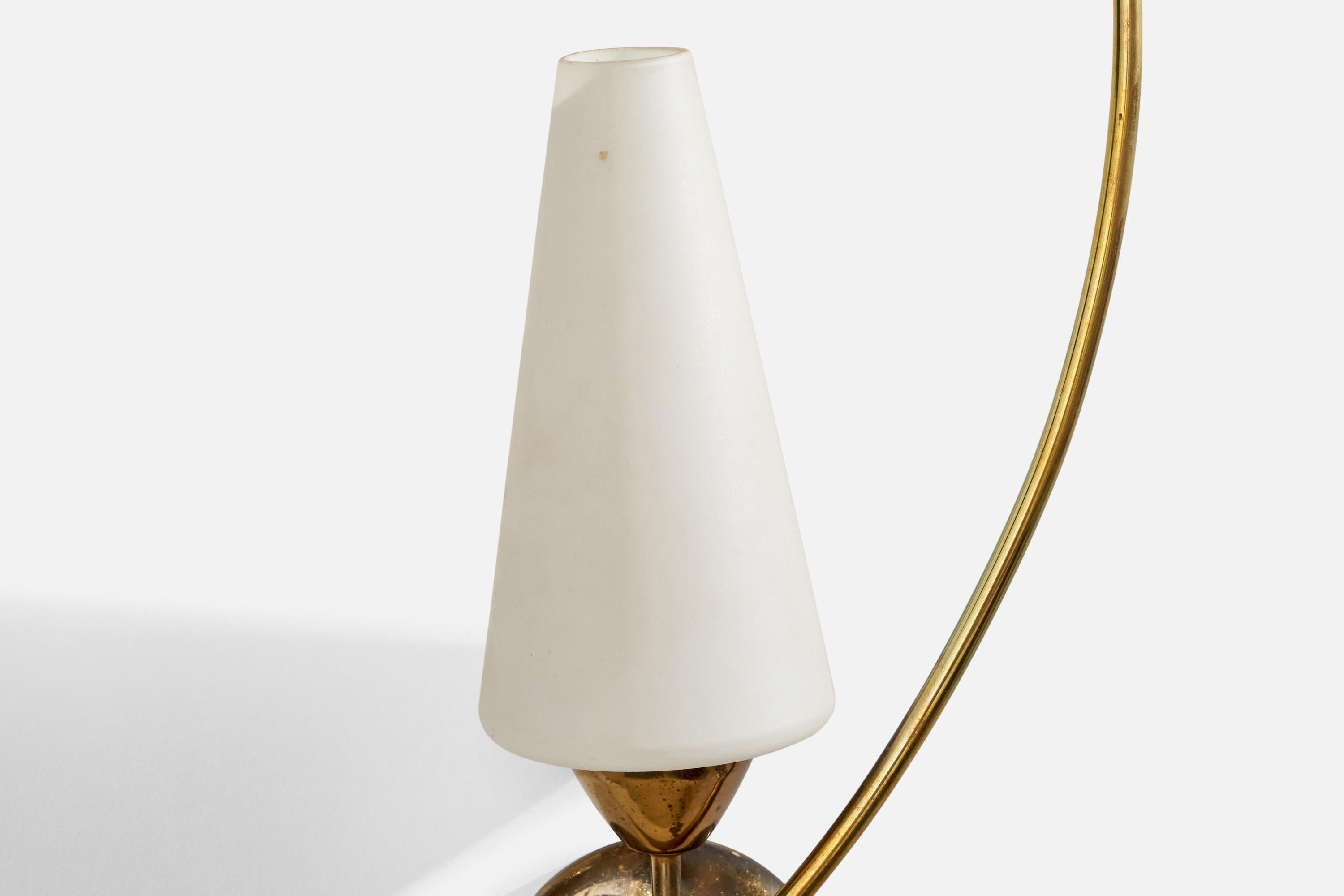 Mid-20th Century Arlus, Wall Light, Brass, Glass, France, 1950s For Sale