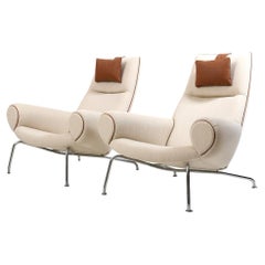 arly Pair Hans Wegner Queen Chairs by Johannes Hansen c.1960 / New Upholstery