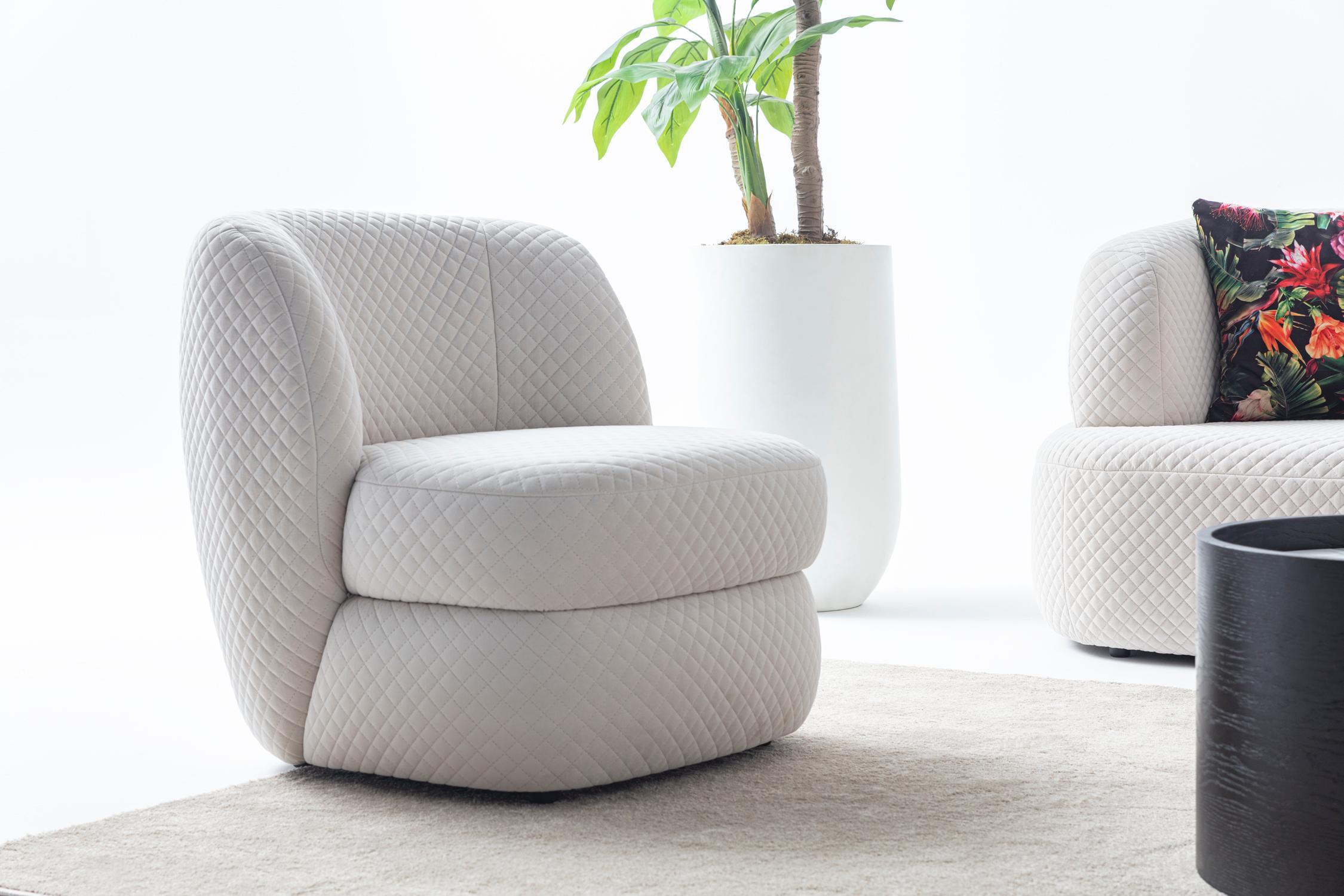 Organic Modern Arm Chair, Cream Armchair, White Accent Armchair For Sale