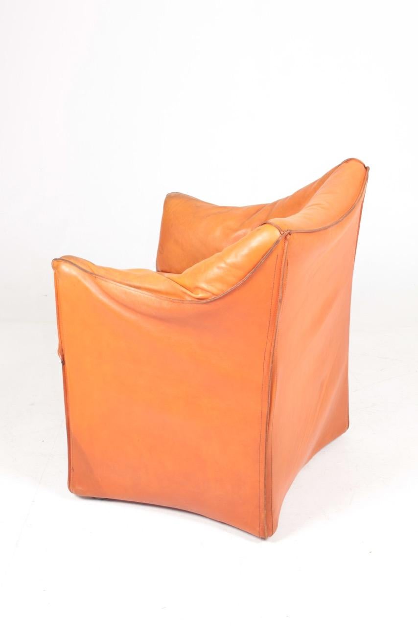Armchair in Patinated Leather by Mario Bellini, 1970s In Good Condition For Sale In Lejre, DK