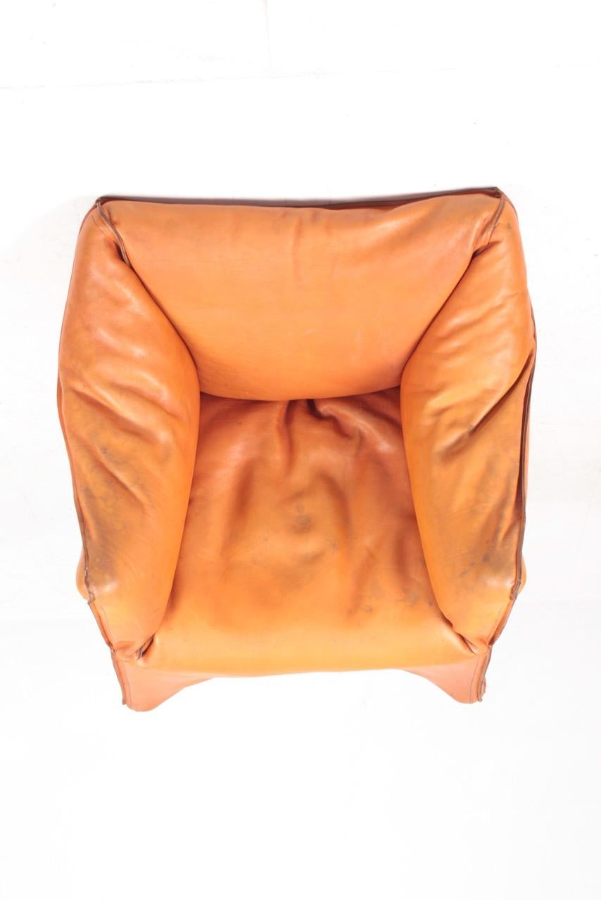 Armchair in Patinated Leather by Mario Bellini, 1970s For Sale 2