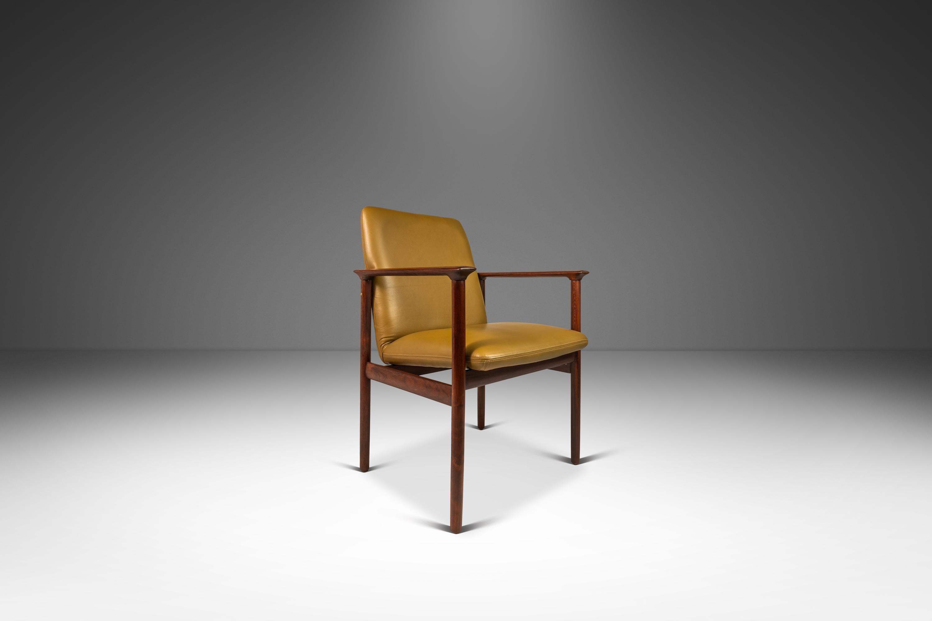Arm Chair in Solid Rosewood & Leather by De Klerk & Sons, Netherlands, c. 1960s In Good Condition For Sale In Deland, FL
