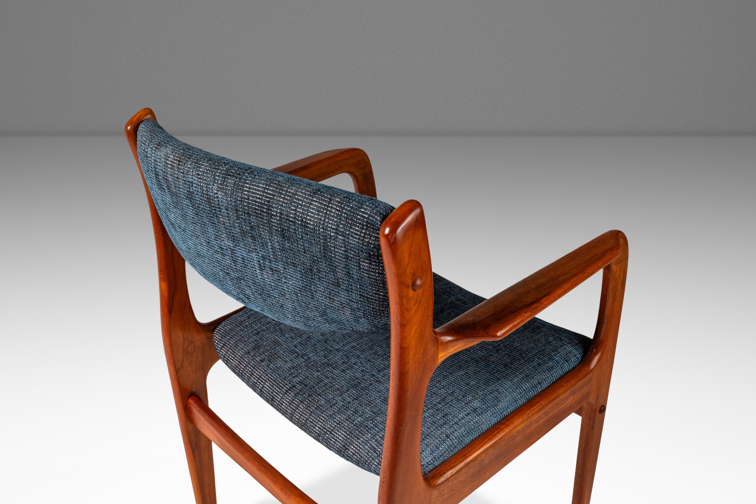 Late 20th Century Arm Chair in Solid Teak and New Upholstery by Benny Linden Designs, c. 1970s For Sale