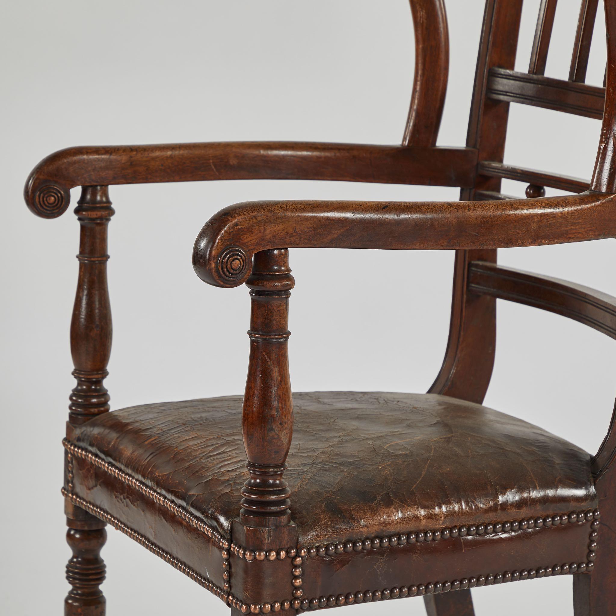 Early Victorian Armchair in Walnut with Winged Back