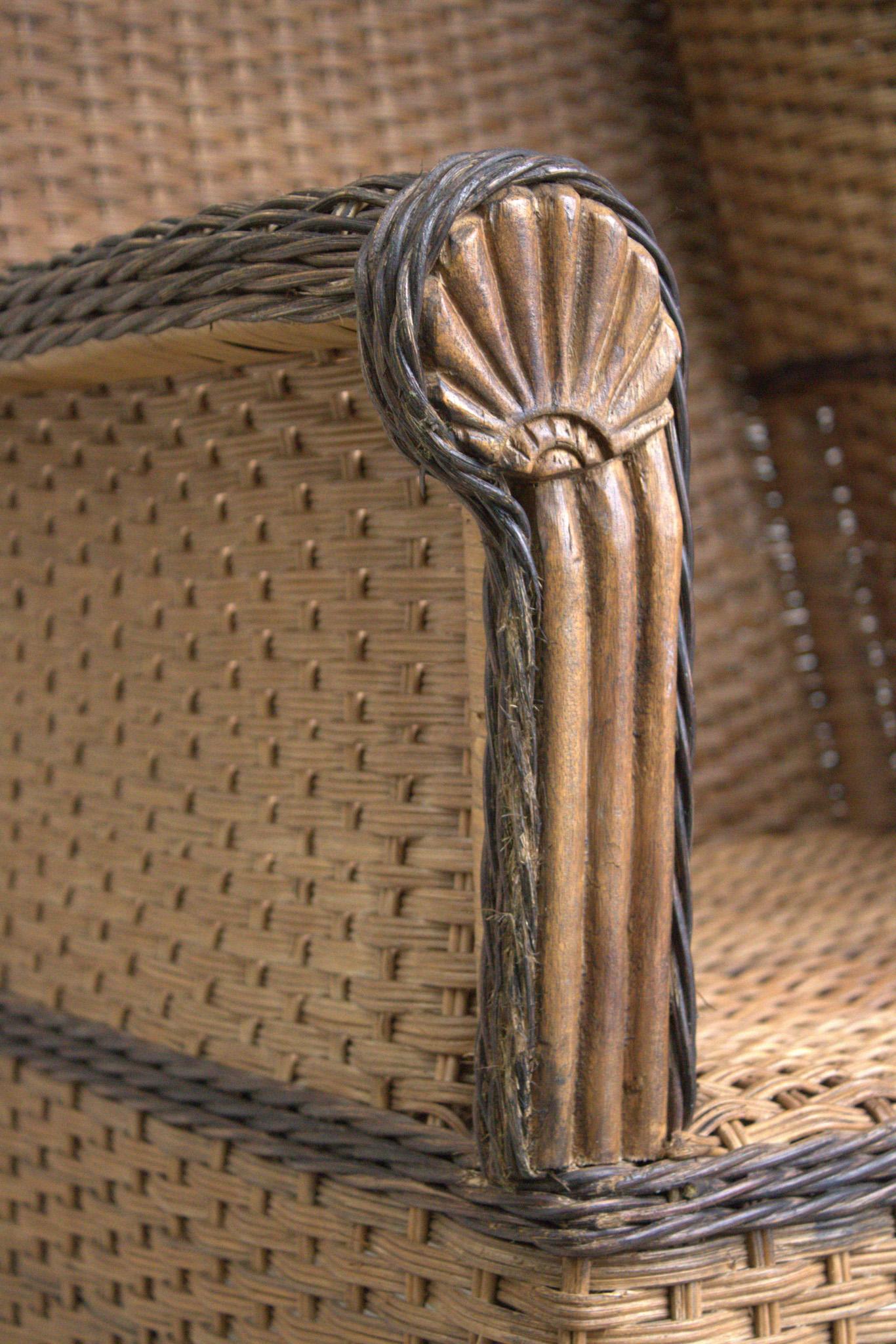 Portuguese Arm Chair in Wickered Artistry Rattan - Possible Italian Originated - XX Century For Sale