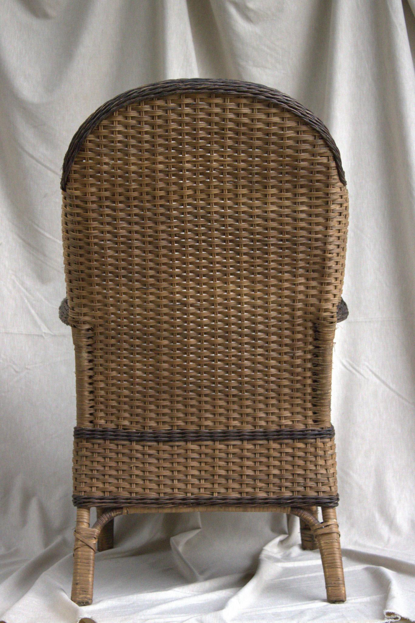 Woven Arm Chair in Wickered Artistry Rattan - Possible Italian Originated - XX Century For Sale