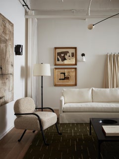 Arm Chair Shearling/ COM Modern Contemporary Blackened Steel Waxed