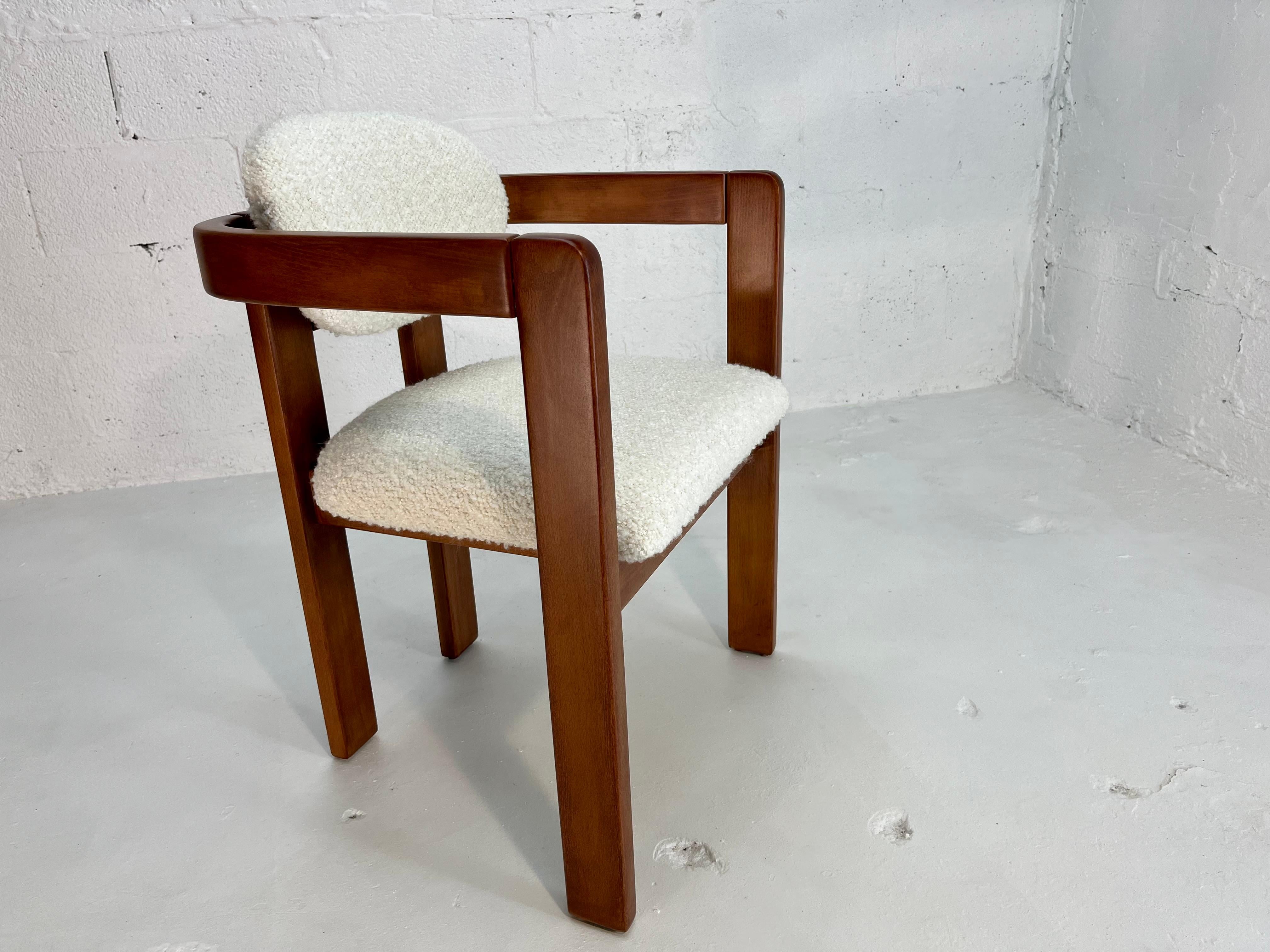 Arm Chairs in the style of Tobia Scarpa, Kravet Ivory Boucle, 1970s 6