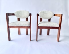 Arm Chairs in the style of Tobia Scarpa, Kravet Ivory Boucle, 1970s