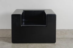 Silla con reposabrazos, laca negra de Robert Kuo, hecha a mano, edición limitada