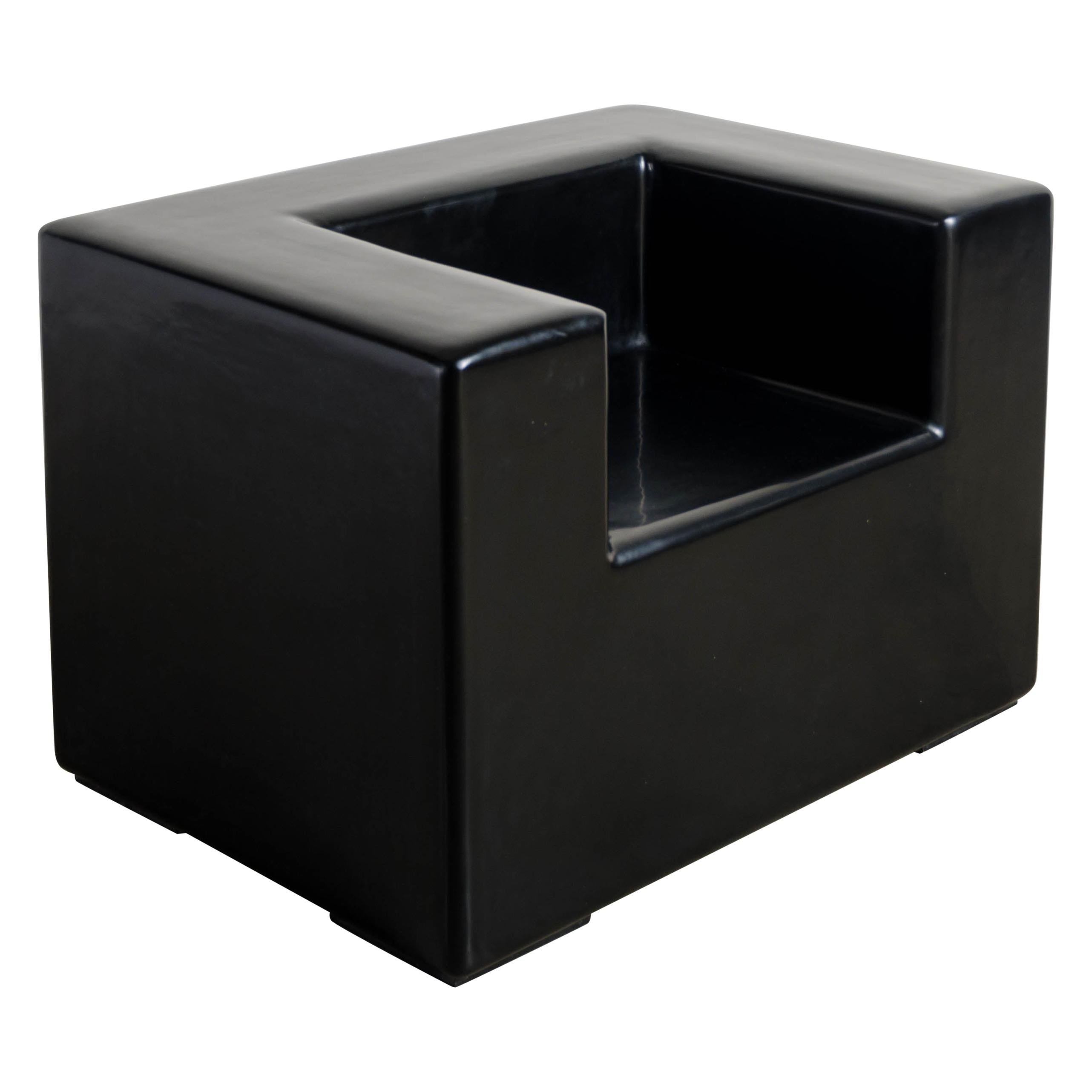 Arm Rest Chair, Black Lacquer by Robert Kuo, Handmade, Limited Edition