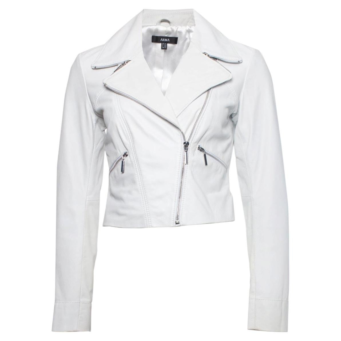 Arma, white leather jacket For Sale