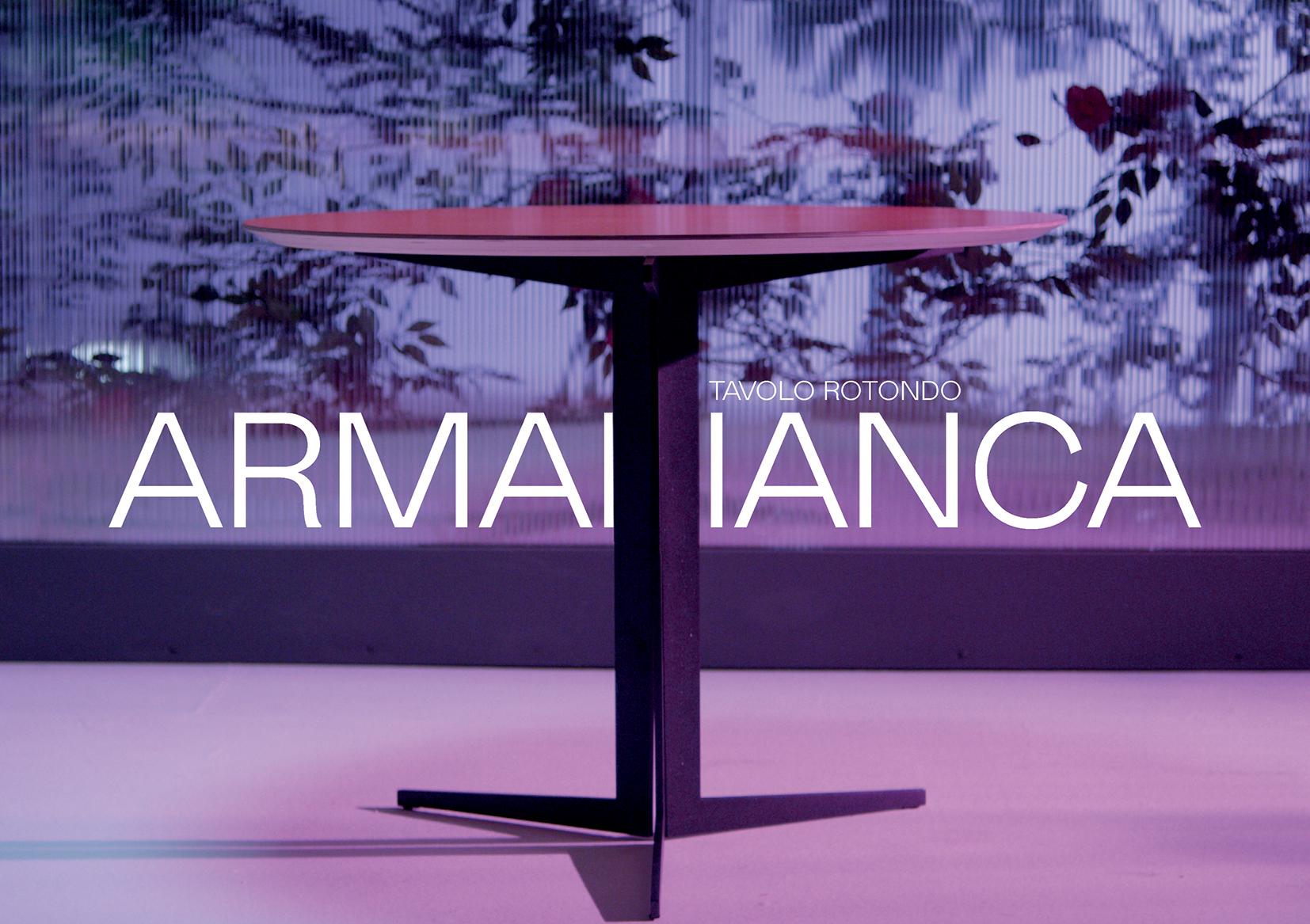 XXIe siècle et contemporain Table ronde italienne contemporaine en acier et contreplaqué, Armabianca 02 par Errante en vente