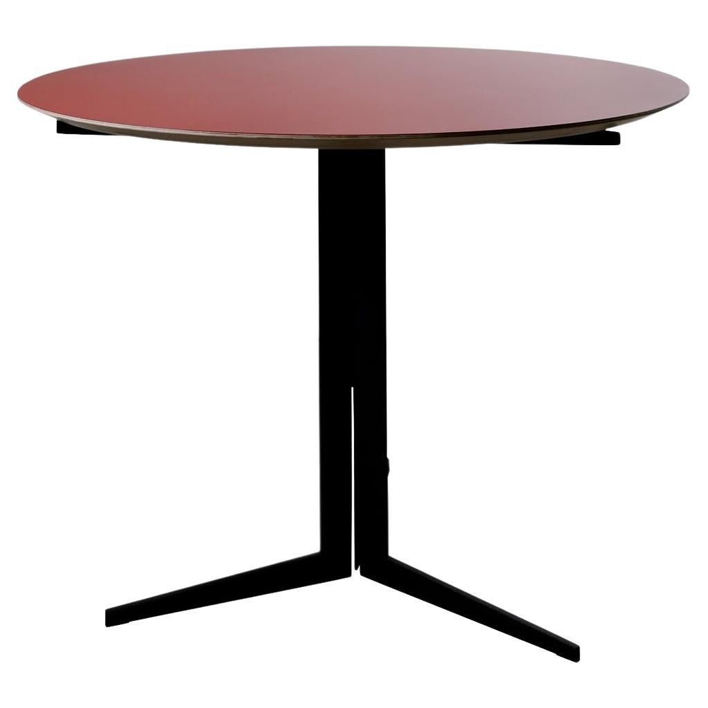 Zeitgenössischer italienischer runder Tisch aus Stahl und Sperrholz, „Armabianca 02“ von Errante