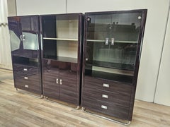 Lacquered wood modular office cabinets 1970s Bauhaus style