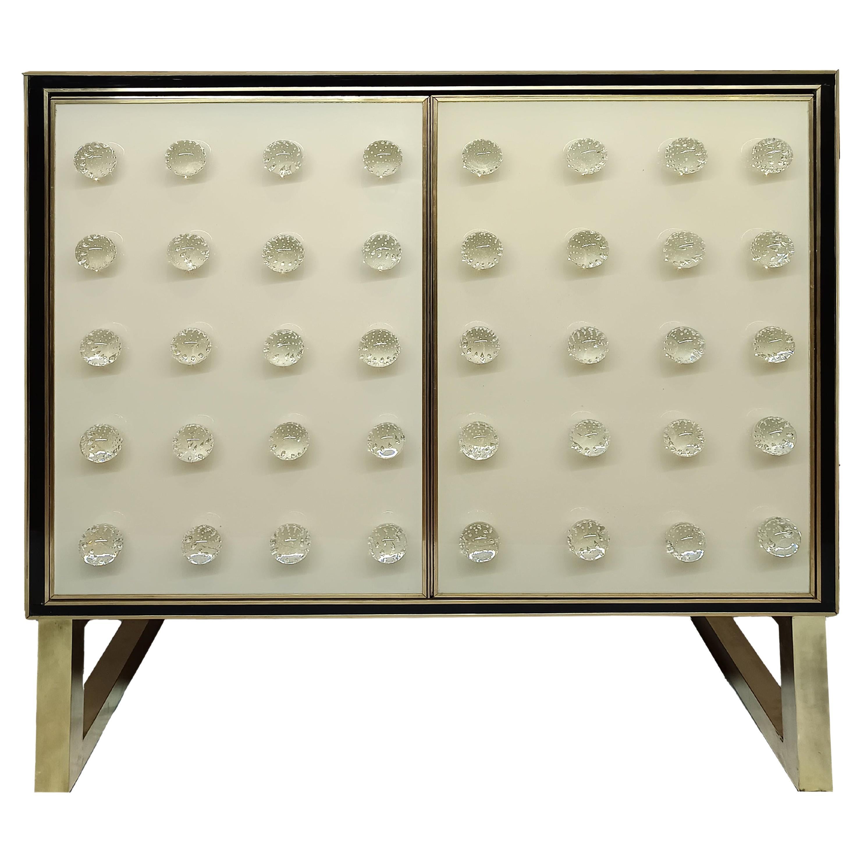 Spectacular White & Black Cabinet in Murano Glass Made in Italy Available For Sale