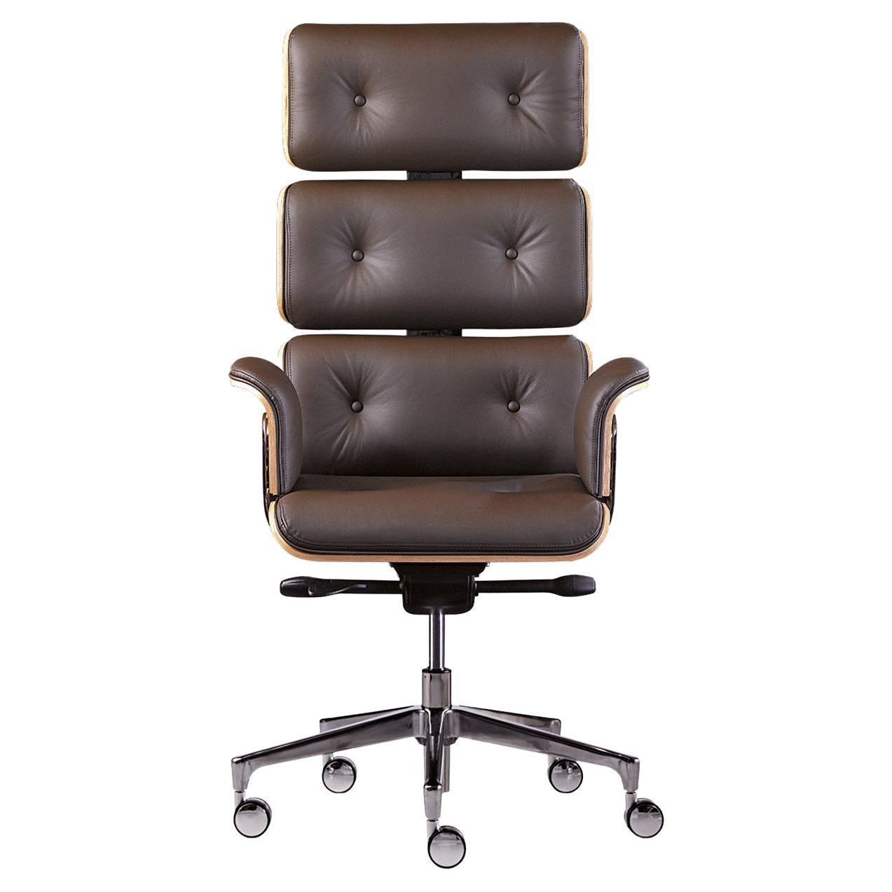 Armadillo 1 Dark Brown High Back Swivel Office Armchair by Rainer Bachschmid For Sale