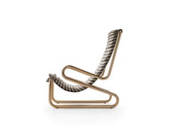 Armadillo Armchair in Light Gray Fabric with Gold Frame by Busnelli