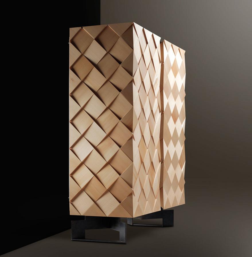 Contemporary Armadillo Cabinet in Linden Wood and Smoked Eucalyptus For Sale