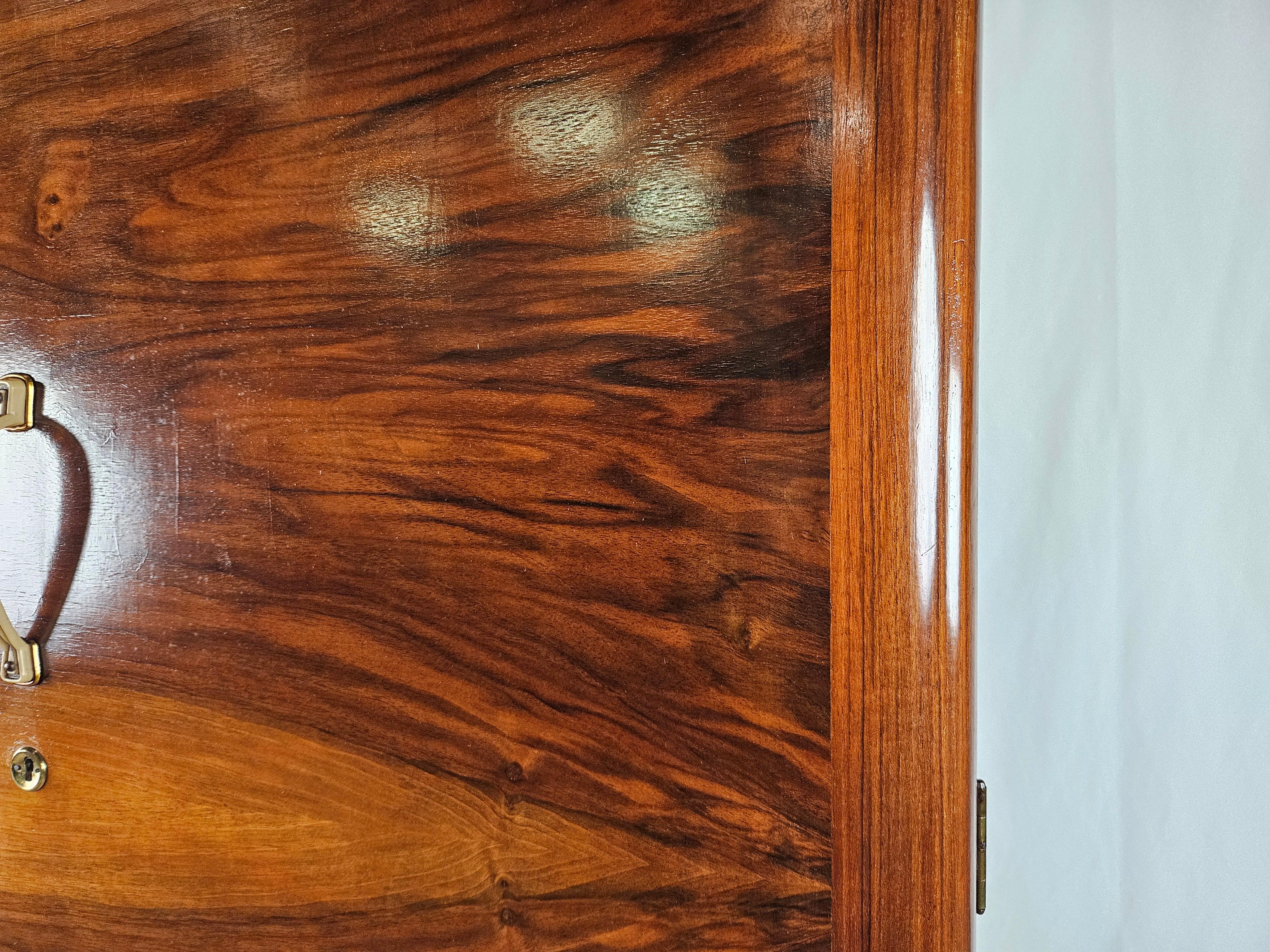 Mid-20th Century Art Deco two-door walnut burl cabinet