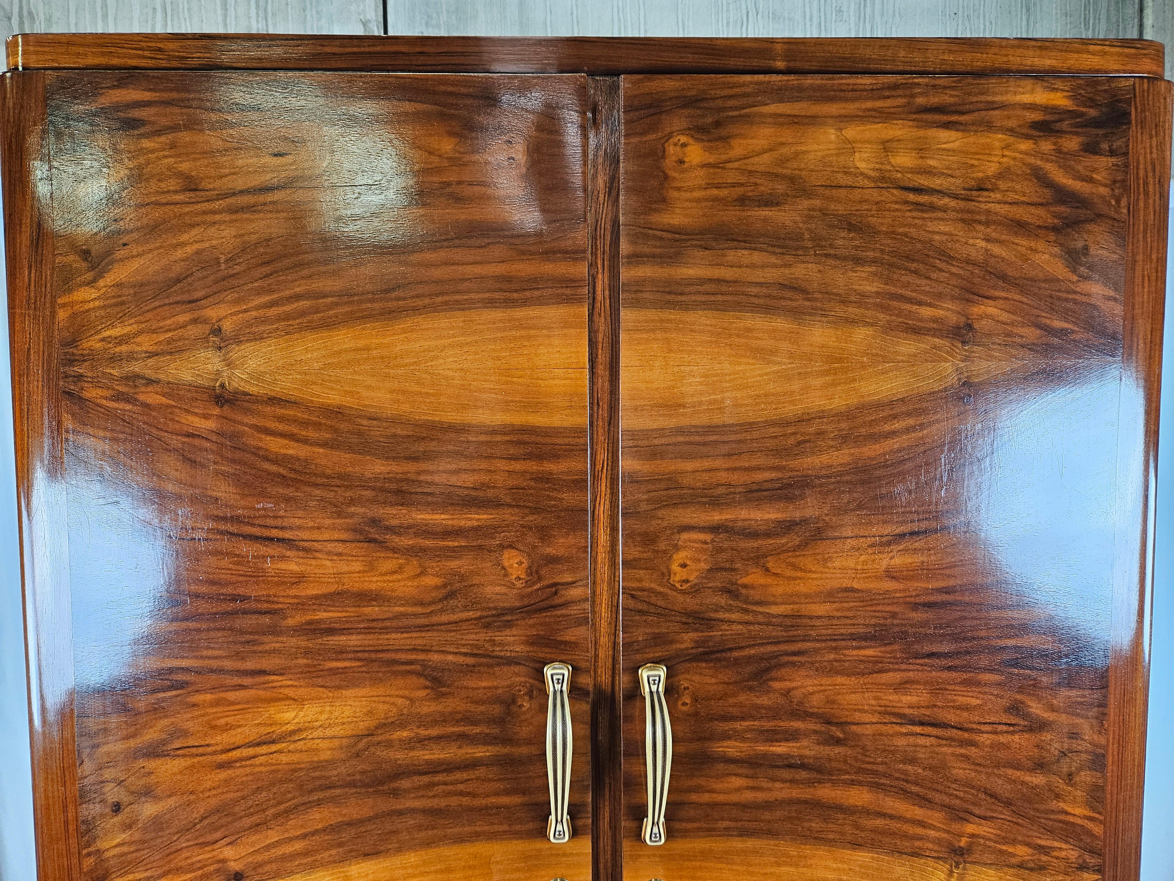 Art Deco two-door walnut burl cabinet 1