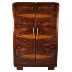 Art Deco two-door walnut burl cabinet