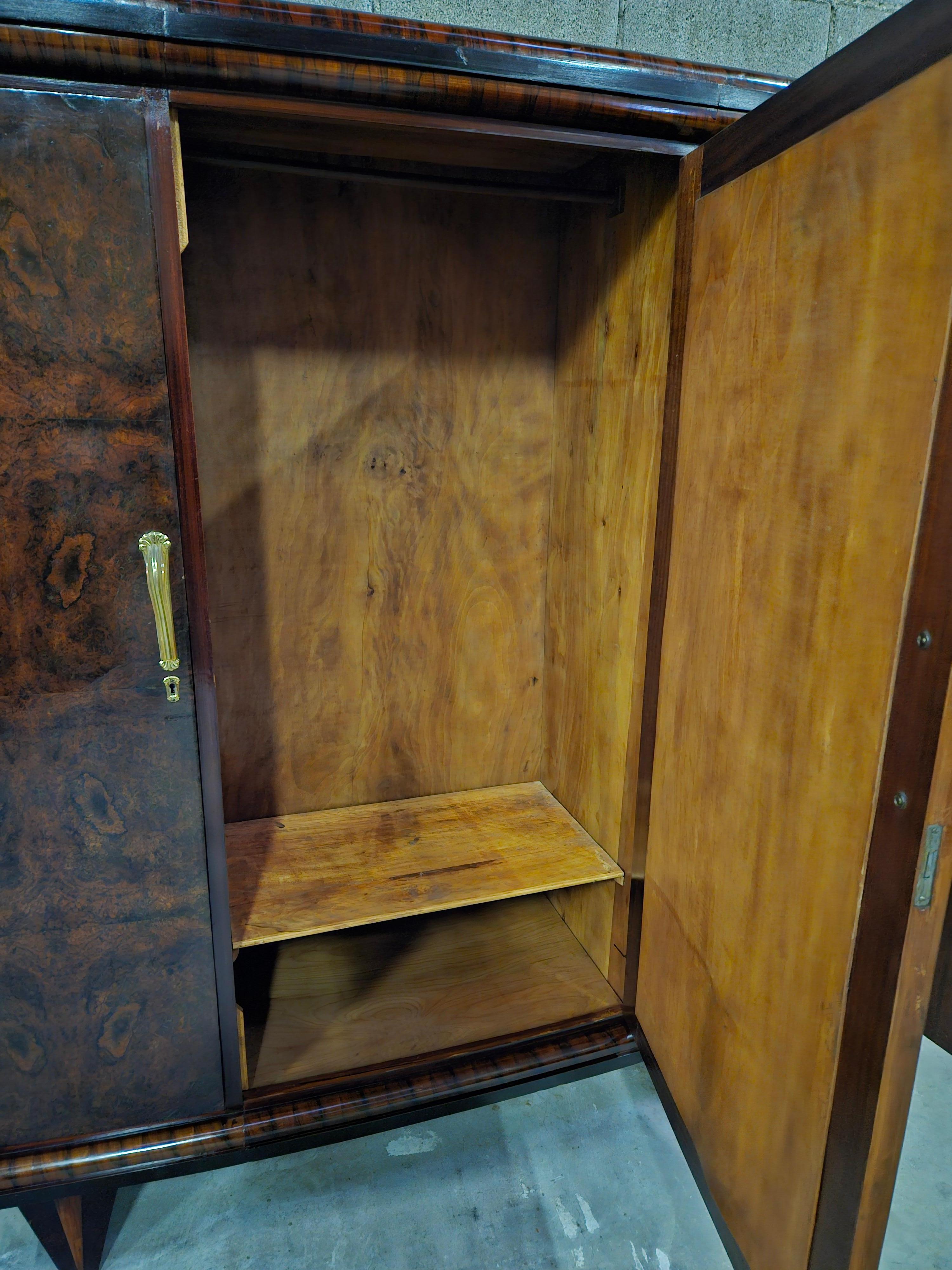 Art Deco cabinet in mahogany burl, ebony and mirror 20th century For Sale 8