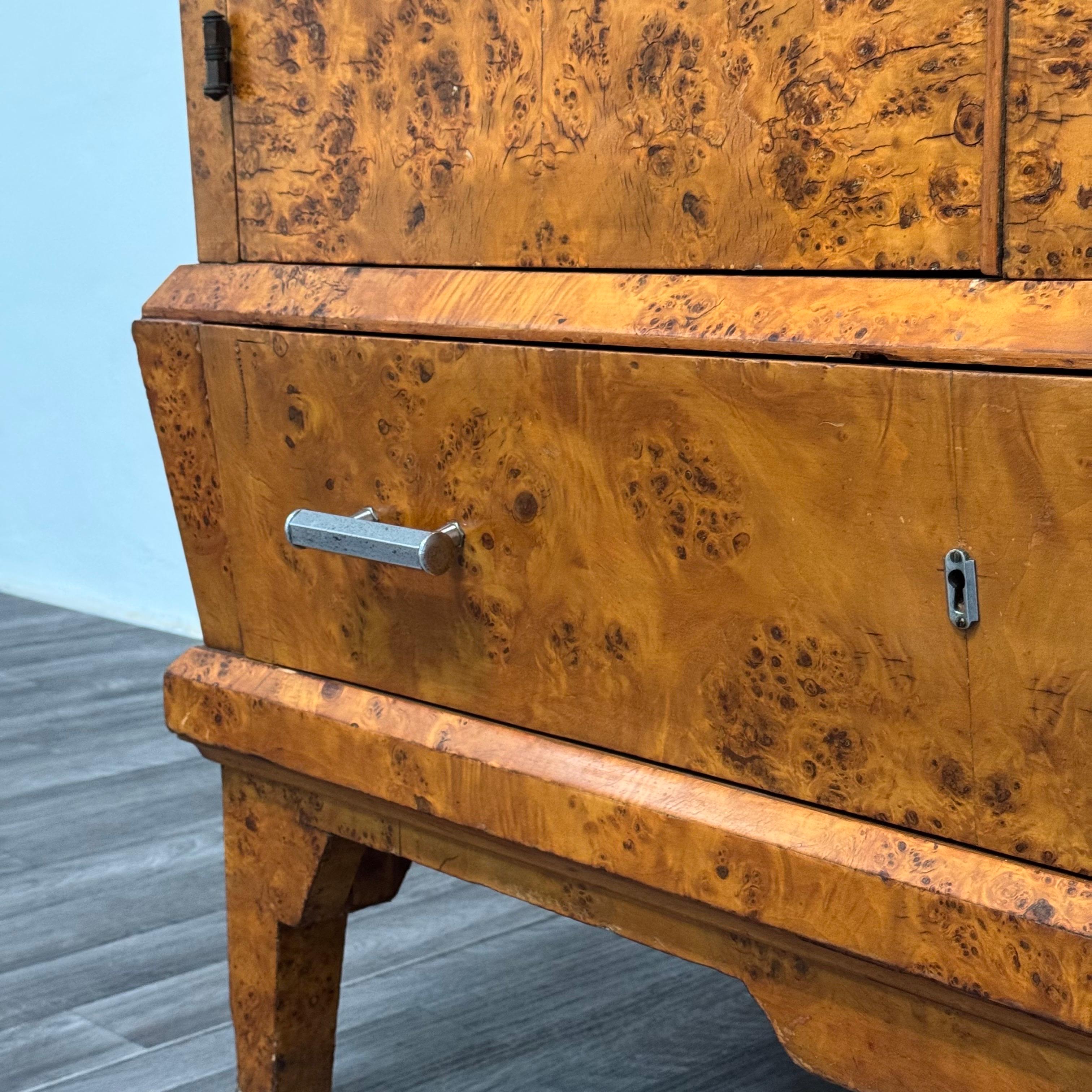 Armadio Cubista Art Decò In Radica Anni 40 Design Modernariato en venta 2