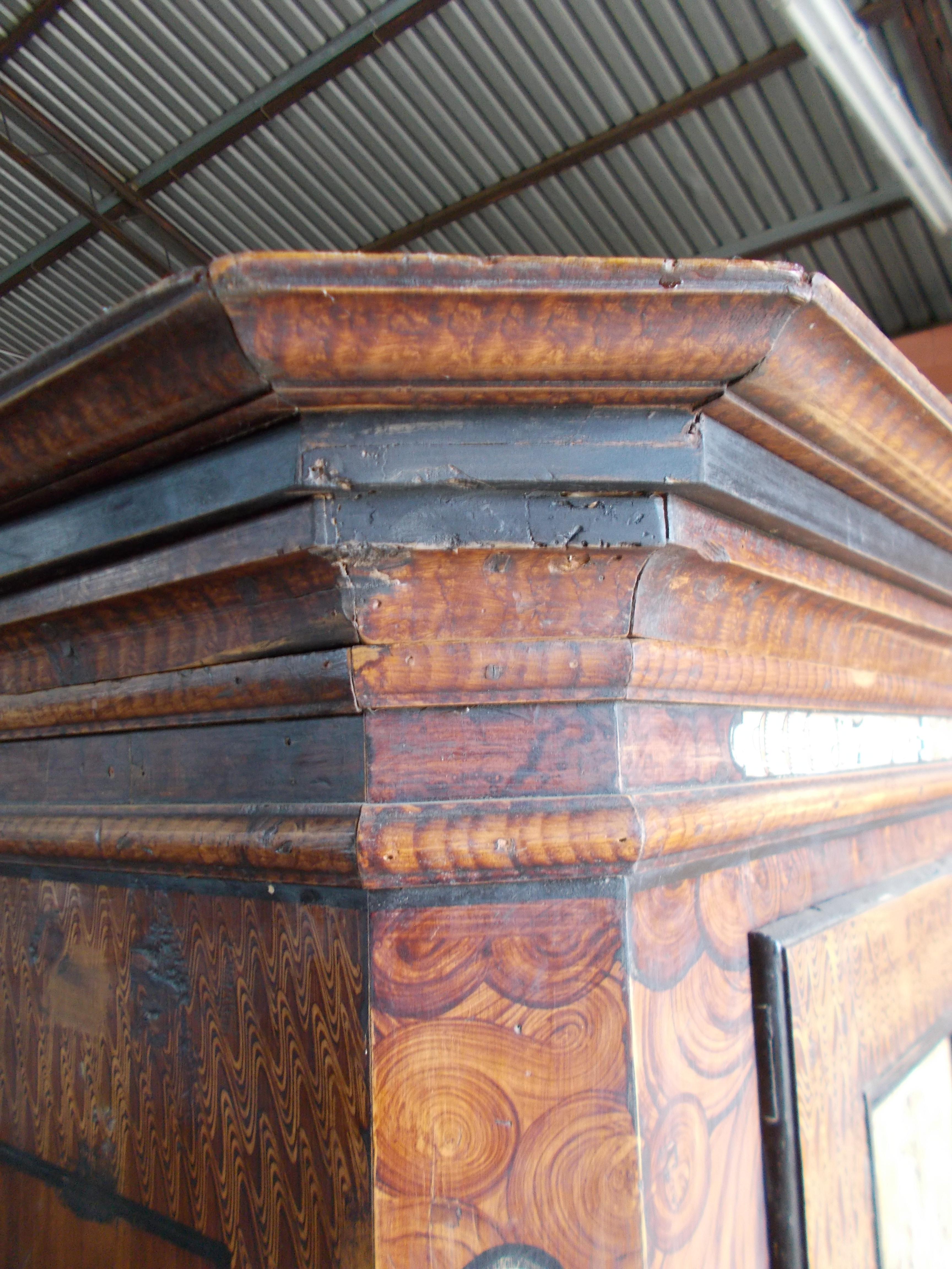 Wood Decorated cabinet made of stone pine wood For Sale