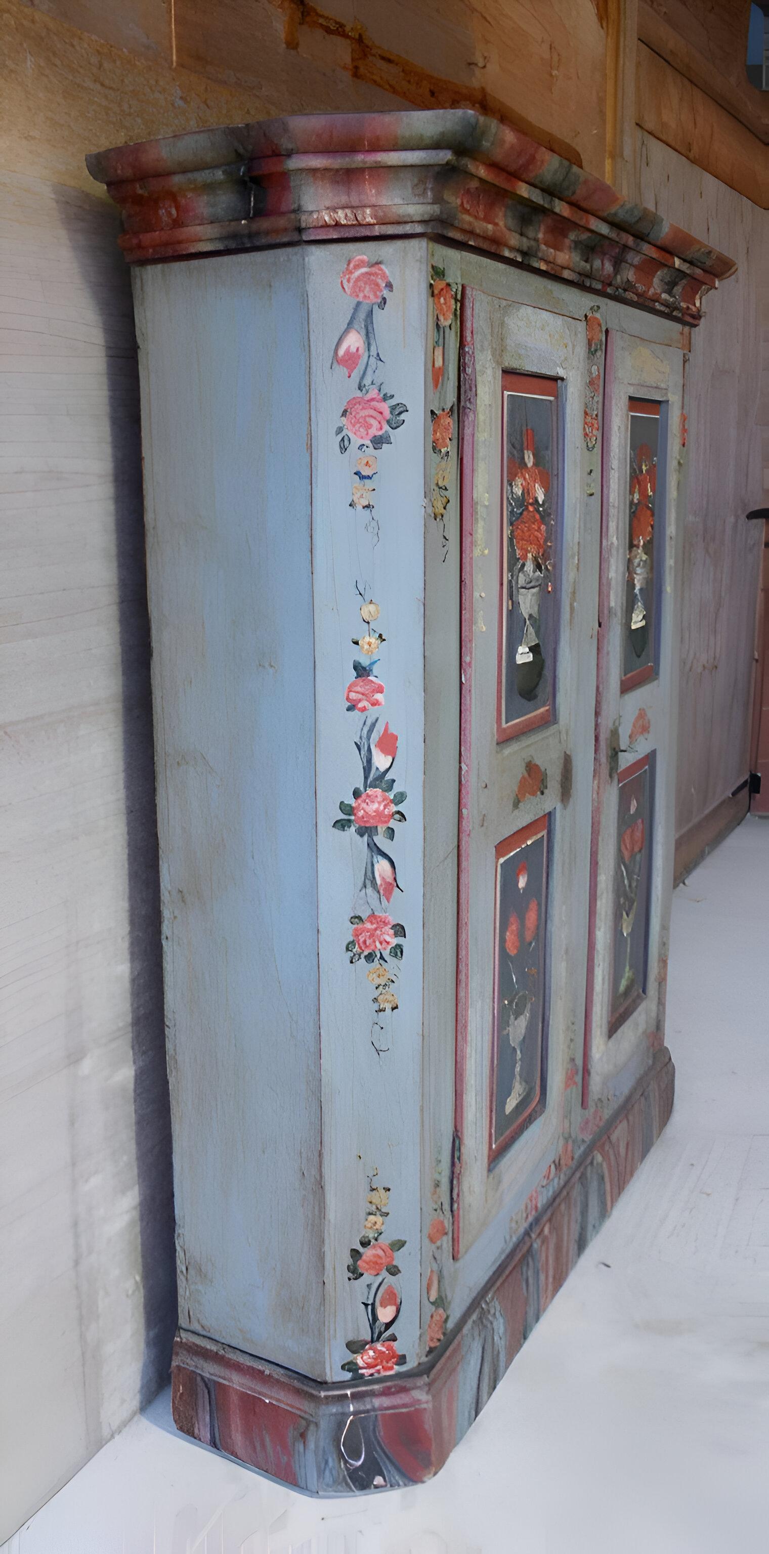 Italian Decorated painted closet For Sale